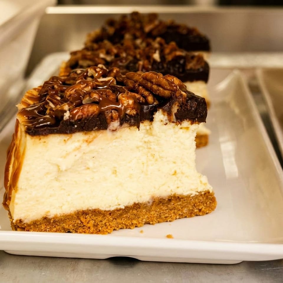 Cheesecake with chocolate and pecans