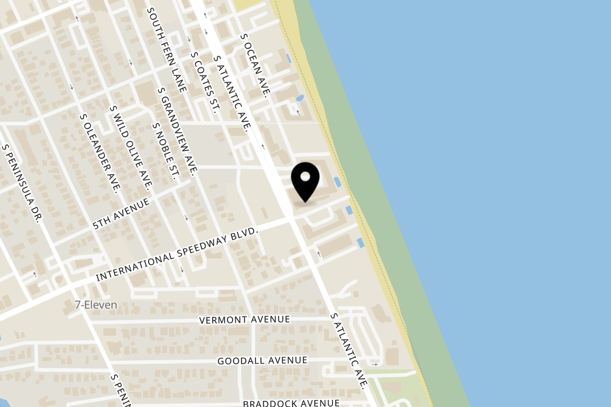 Map showing the location of Rustic Dough Works Daytona Beach on 817 E International Speedway Blvd in Daytona Beach